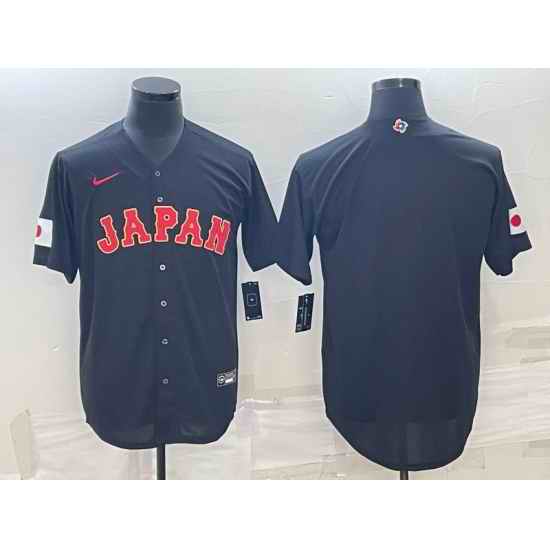 Men Japan Baseball Blank 2023 Black World Baseball Classic Stitched Jersey
